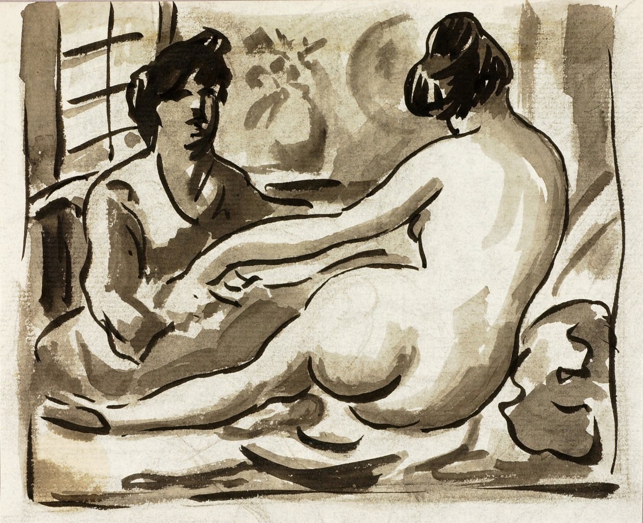 Desnudo femenino reclinado con acompañante de Carl Newman