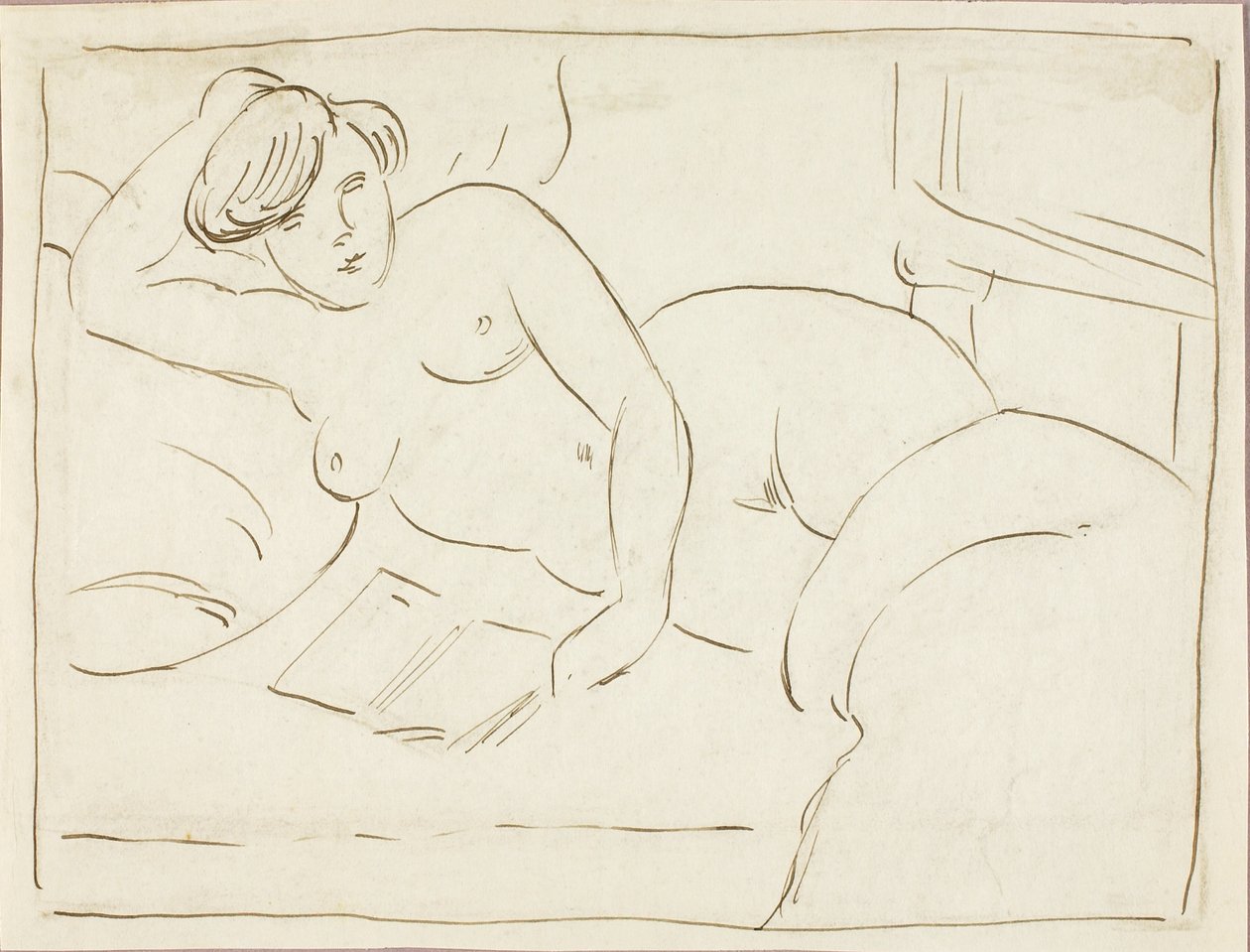Desnudo femenino reclinado con libro de Carl Newman