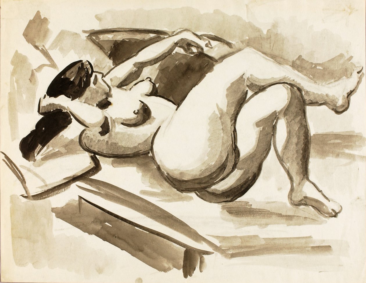 Desnudo femenino recostado con las piernas cruzadas de Carl Newman