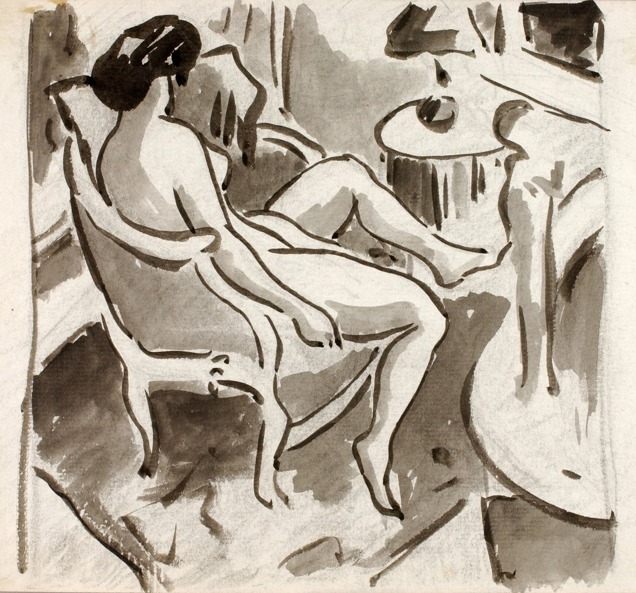 Desnudo femenino sentado, vista lateral de Carl Newman