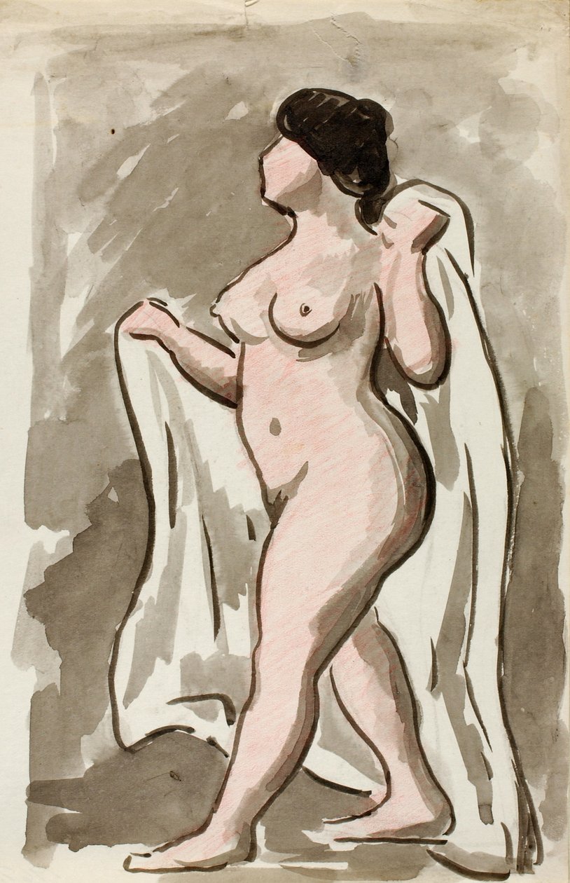 Desnudo femenino de pie con drapeado de Carl Newman