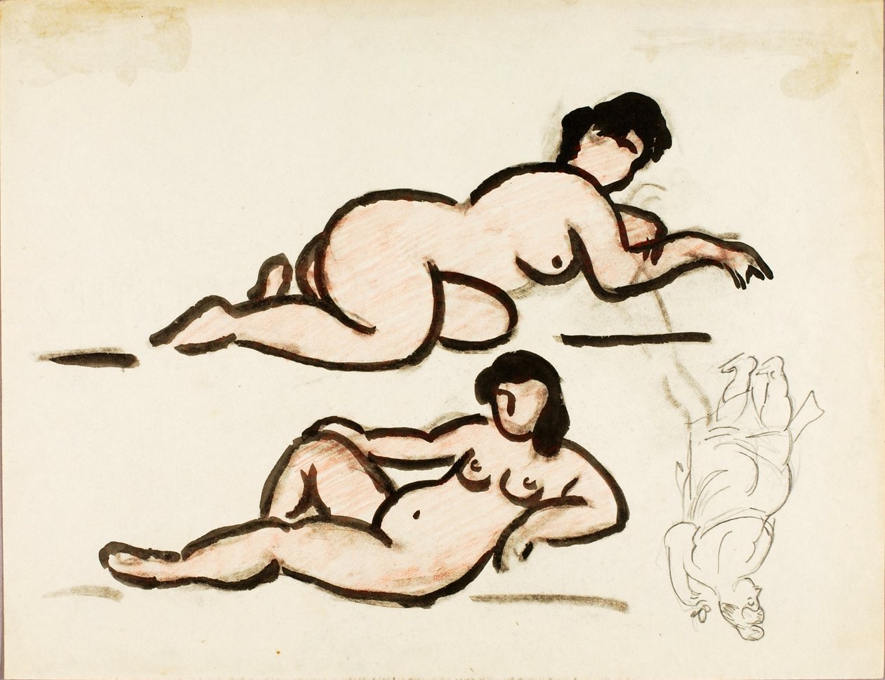 Dos desnudos femeninos reclinados de Carl Newman
