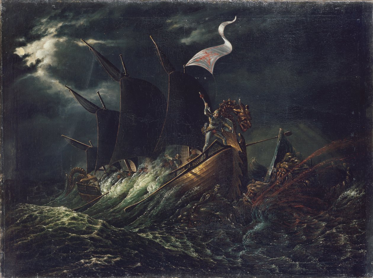 Frithjof mata a dos trolls del océano de Carl Peter Lehmann