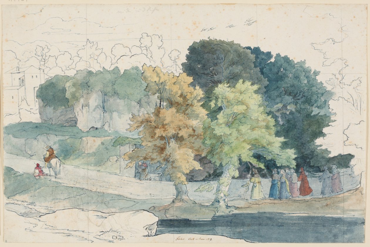 Paisaje italiano con figuras de ambientación de Carl Philipp Fohr