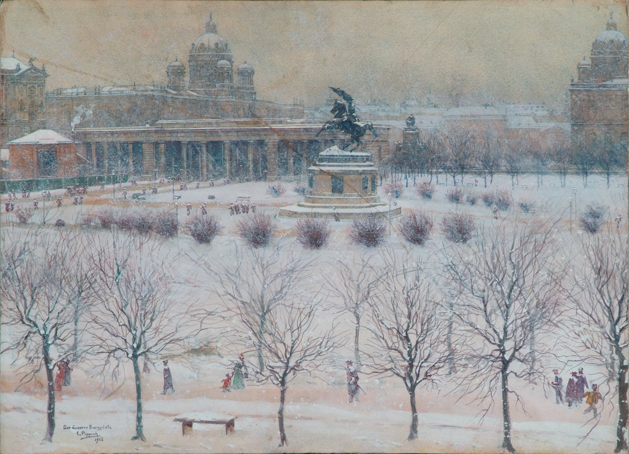 La Burgplatz exterior de Viena en invierno de Carl Pippich