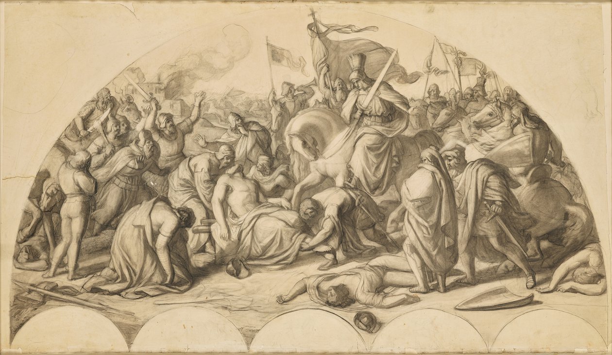 Rodolfo I de Habsburgo ante el cadáver de Przemysl Ottokar II de Bohemia de Carl Rahl