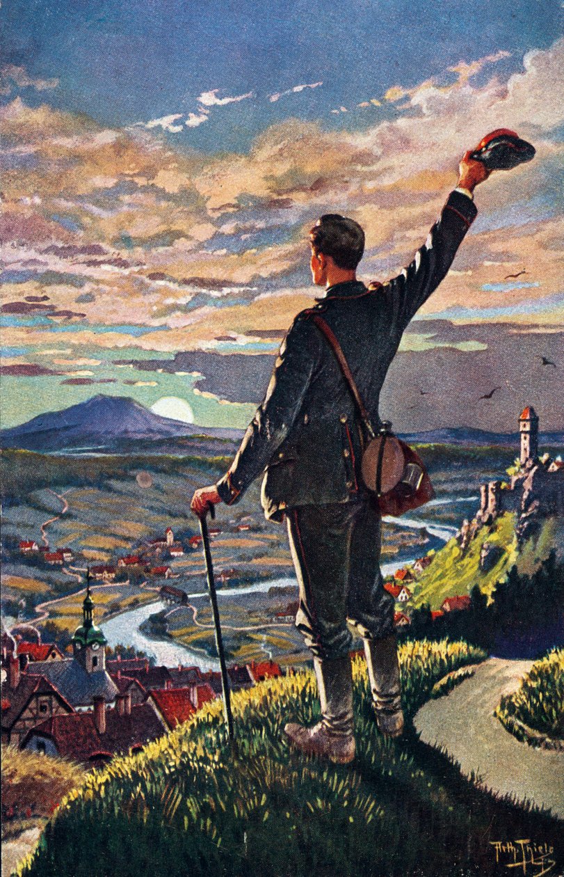 EL REGRESO DEL SOLDADO A CASA - ilustración de Carl Robert Arthur Thiele (1860-1936) de Carl Robert Arthur Thiele