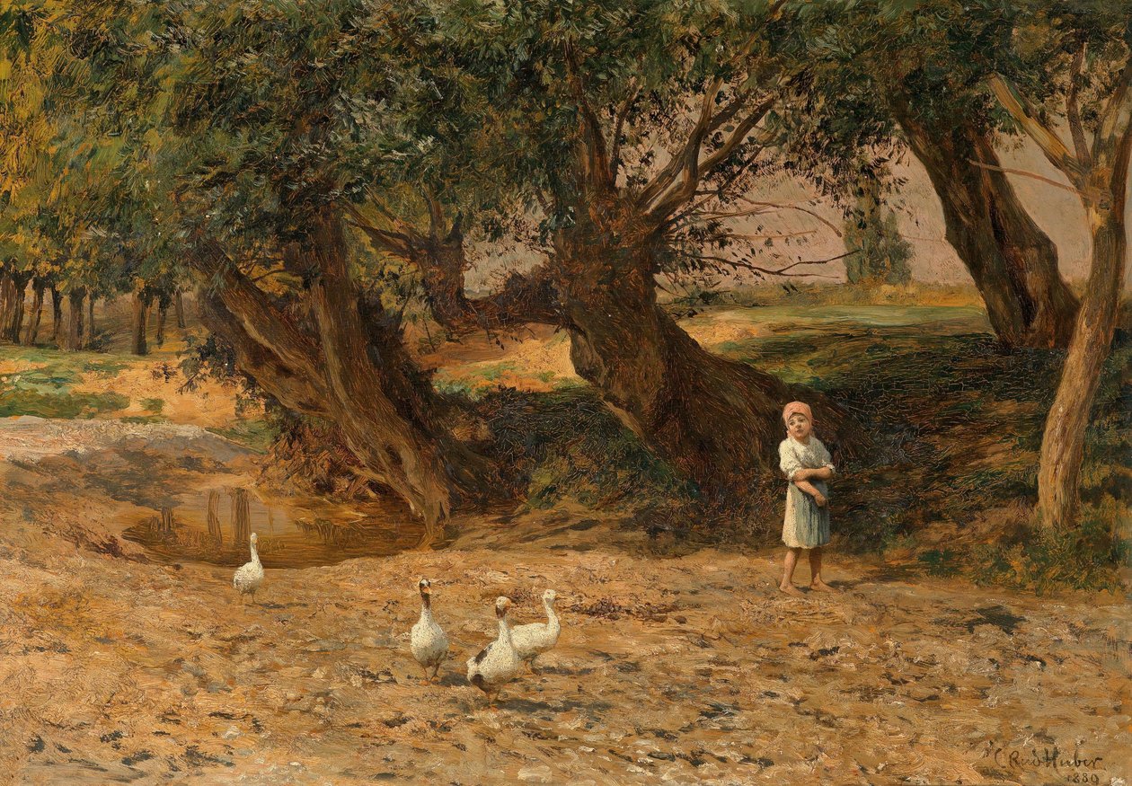 La niña ganso bajo los sauces de Carl Rudolf Huber