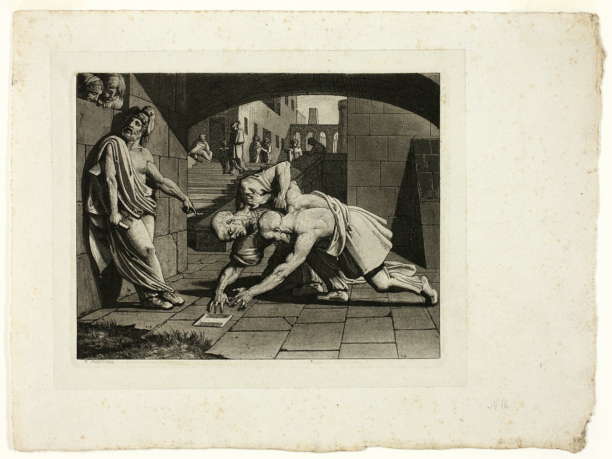 Los dos calvos peleando por un peine de Carl Russ