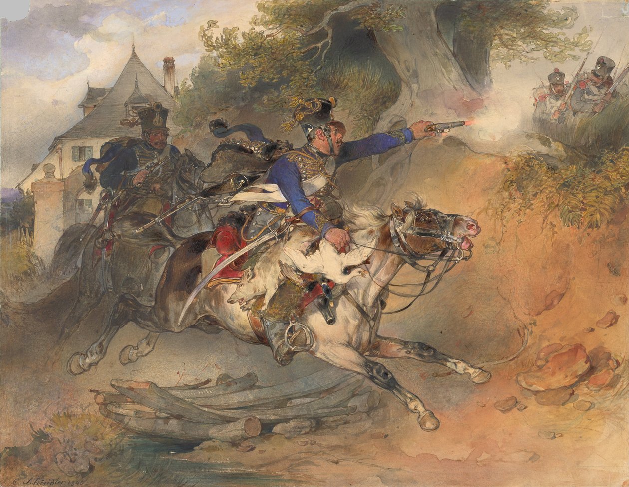 El húsar forrajero, 1840 de Carl Schindler
