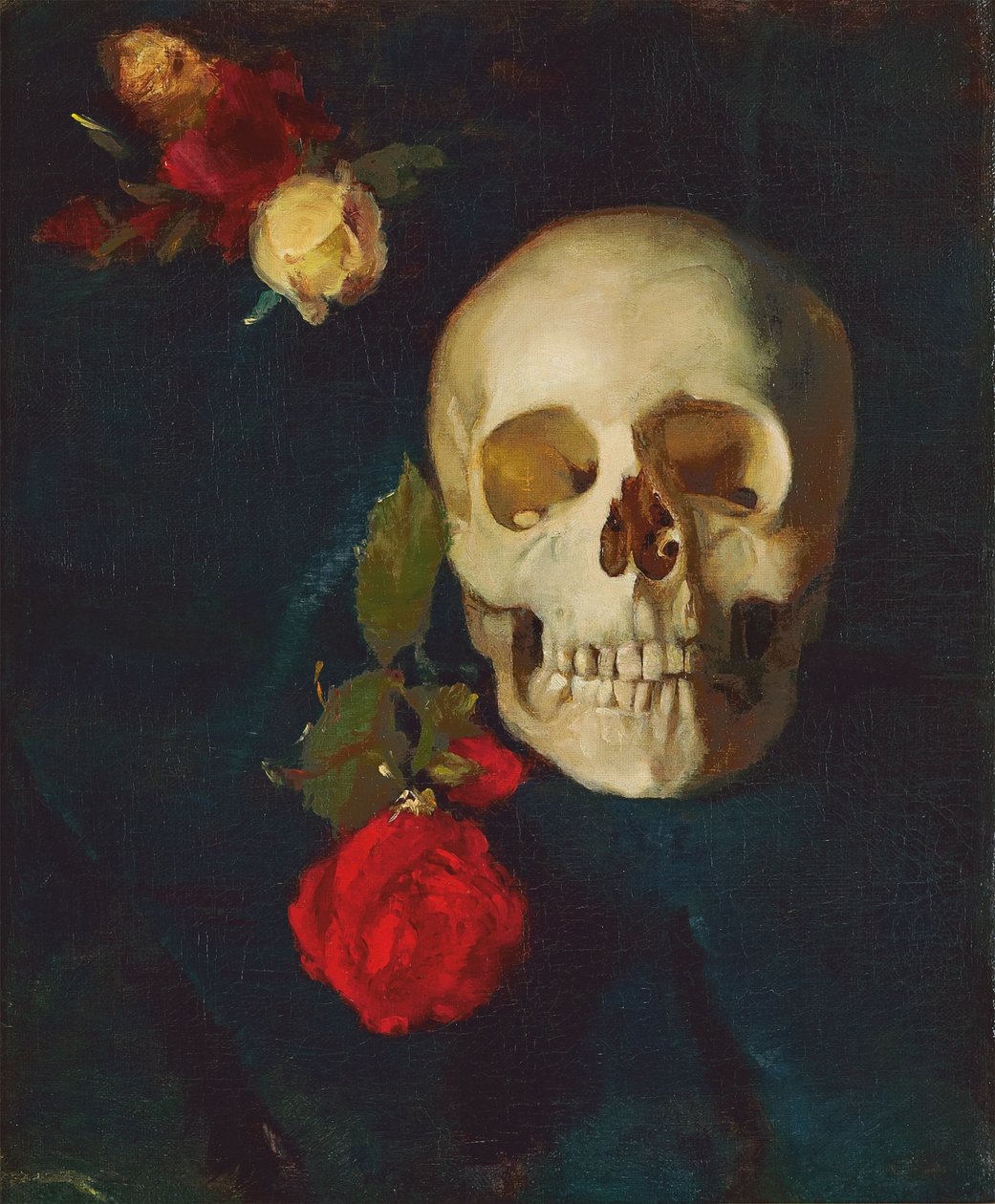 Alemán: Calavera con rosas de Carl Schuch