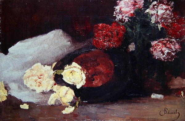 Naturaleza Muerta con Rosas de Té, c.1885 de Carl Schuch