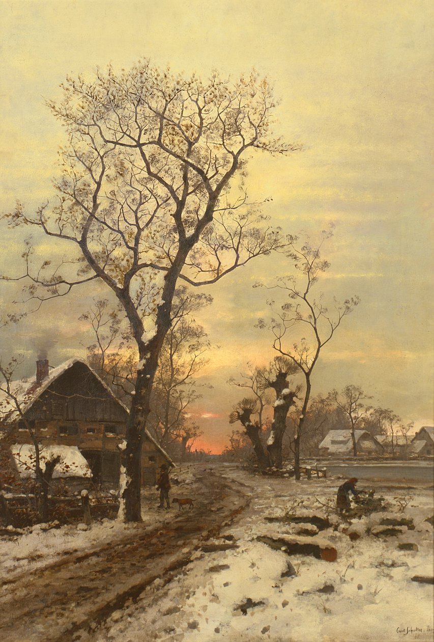 Volviendo a casa en una noche de invierno de Carl Schultze