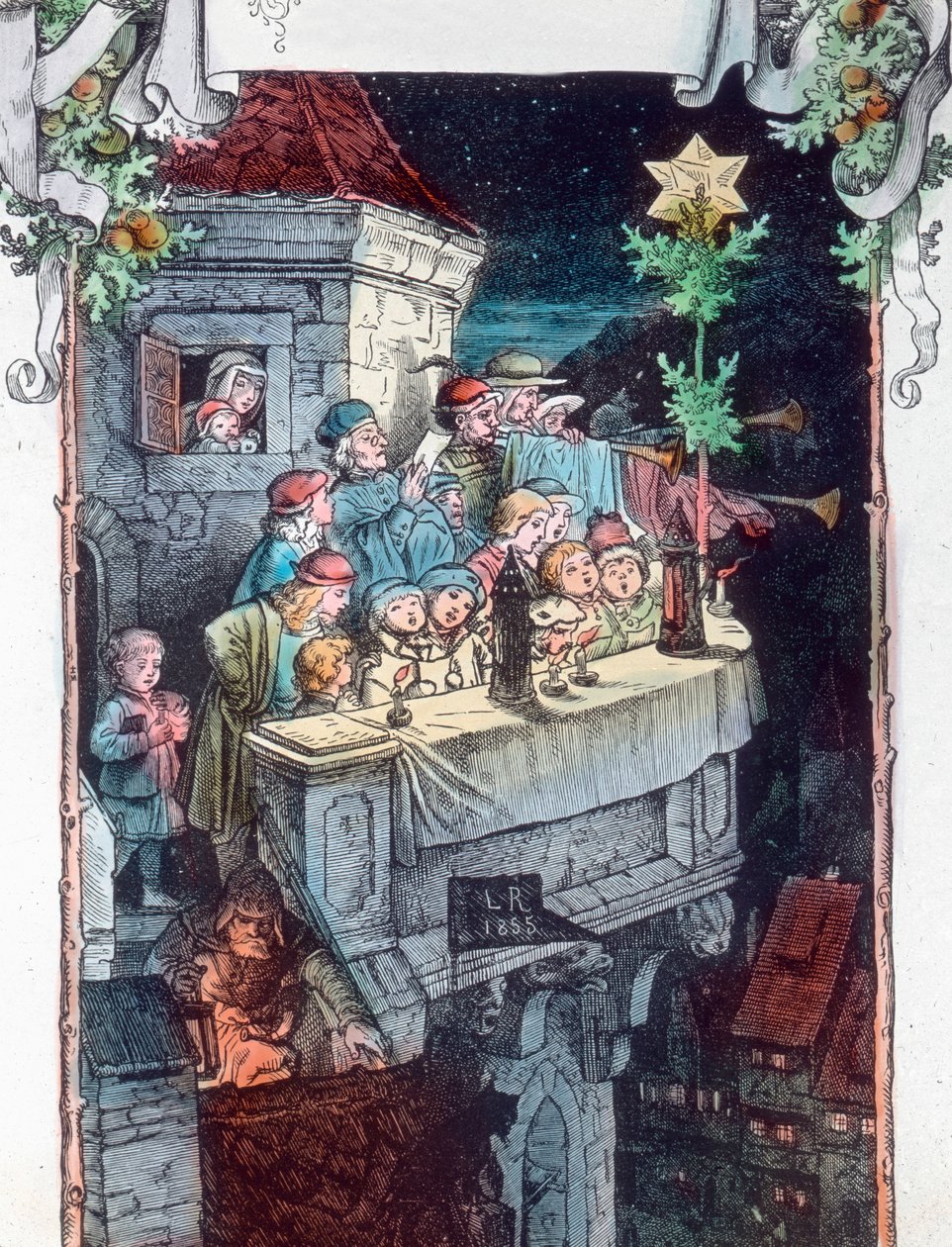 Gloria a Dios en las alturas. Ilustración del pintor y artista gráfico alemán Fritz Richter (1904 - 1981). Fecha de la imagen: hacia 1930. Archivo Carl Sinon de Carl Simon