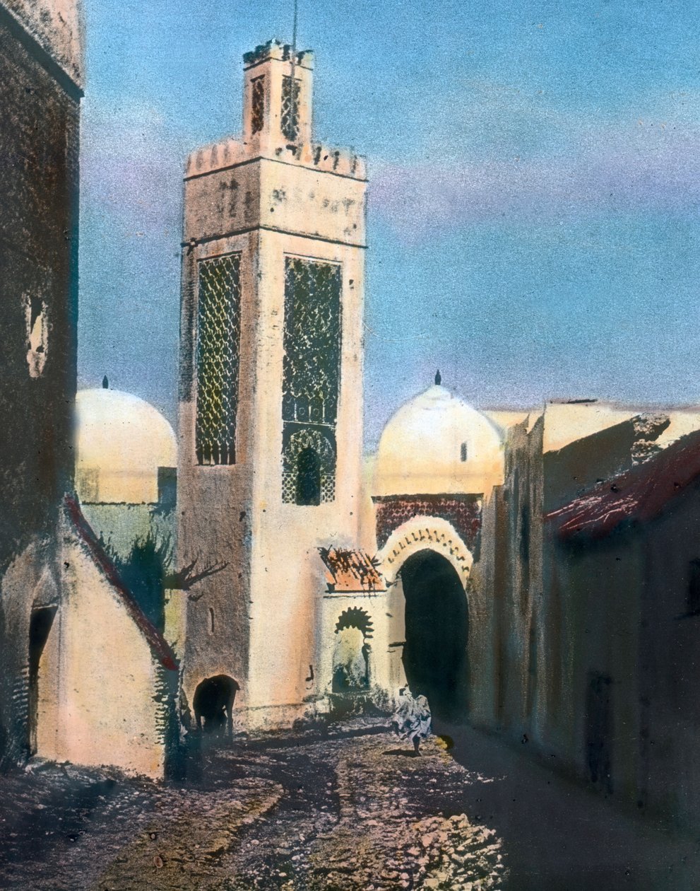 Norte de Marruecos, Tetuán, Minarete de la mezquita de Sidi Saidi, fecha de la imagen: hacia 1910. Archivo Carl Simon de Carl Simon