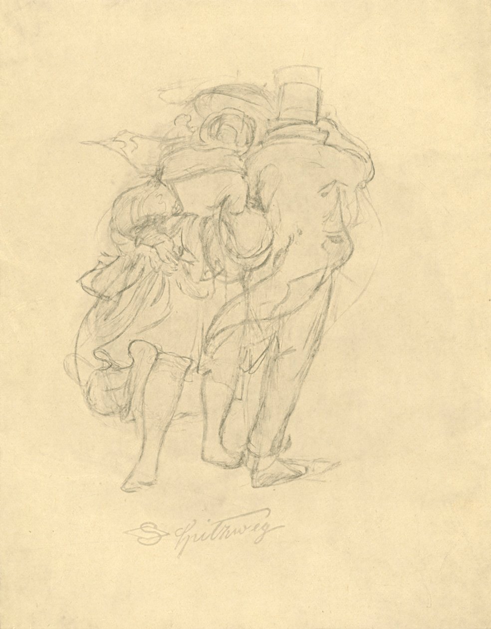 Bei Sturm und Regen, mediados-finales del siglo XIX, c1924 de Carl Spitzweg