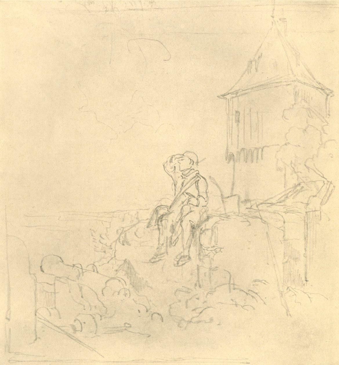Berdächtiger Rauch, mediados-finales del siglo XIX, c. 1924 de Carl Spitzweg