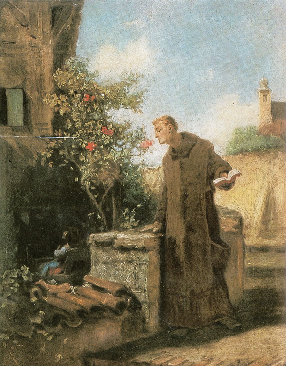 Monje oliendo una rosa de Carl Spitzweg