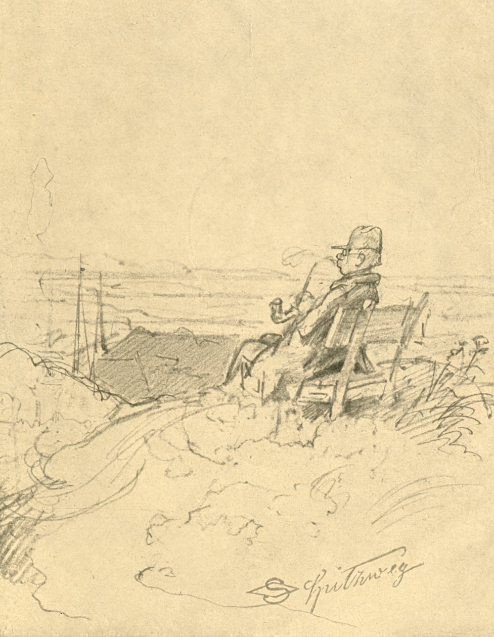 Nach der Arbeit ist gut ruhn, mediados-finales del siglo XIX, c1924 de Carl Spitzweg