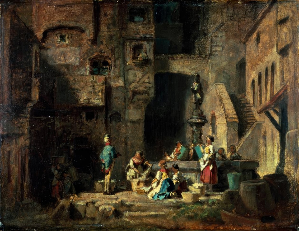 Lavanderas en la Fuente de Carl Spitzweg
