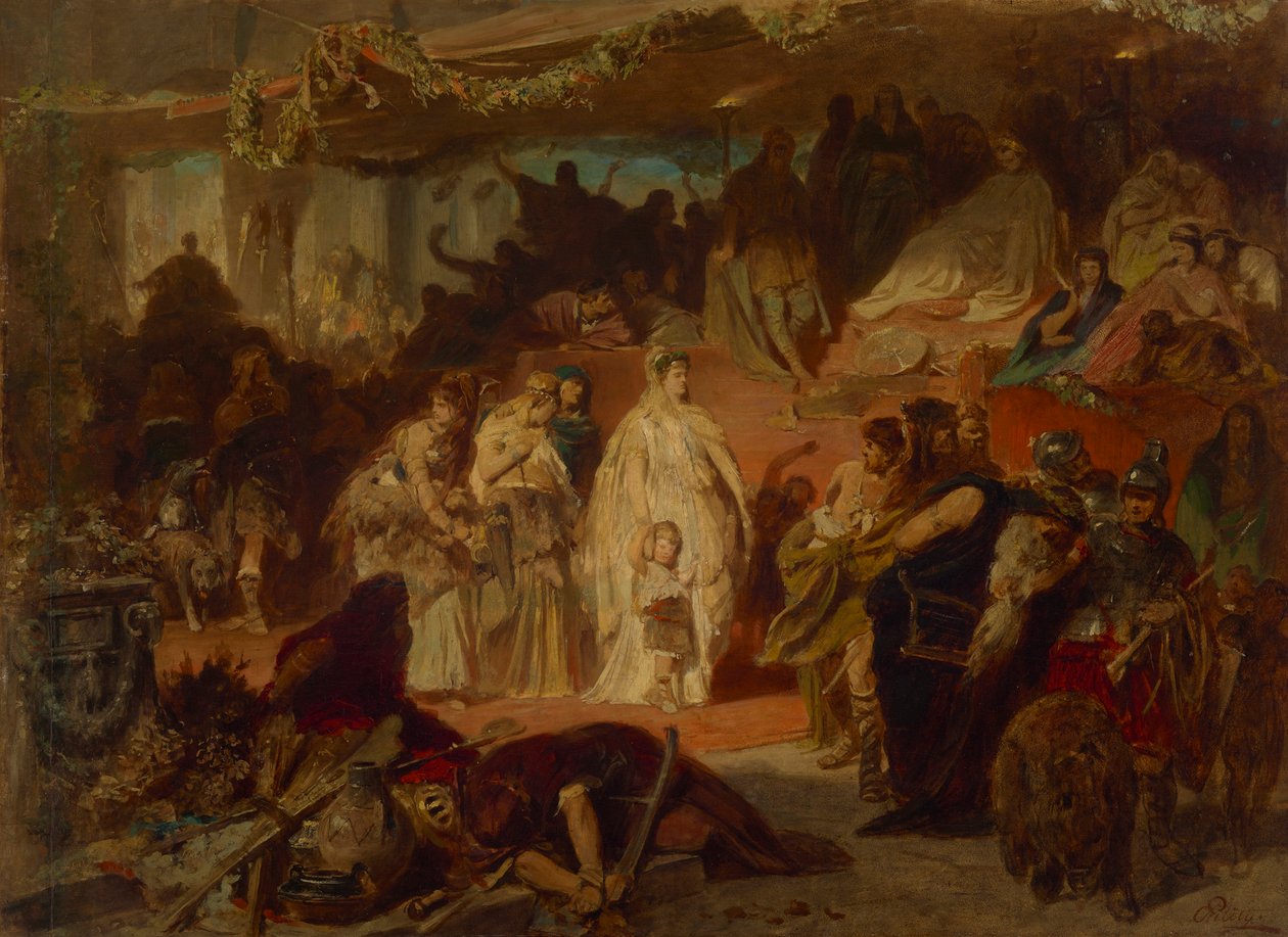 Asínelda en la Procesión Triunfal de Germánico de Carl Theodor von Piloty