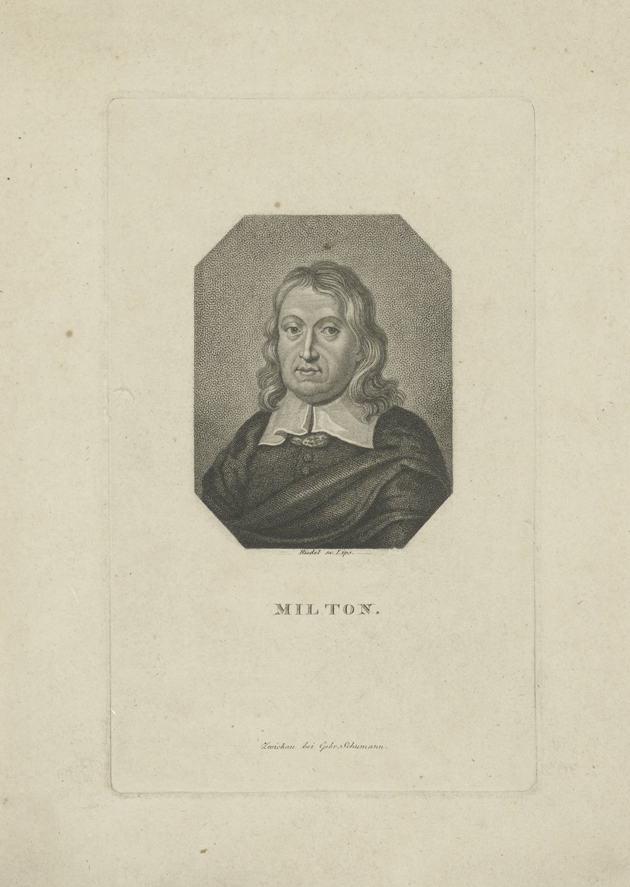Retrato del poeta John Milton 1608-1674, ca. 1818-1821 de Carl Traugott Riedel