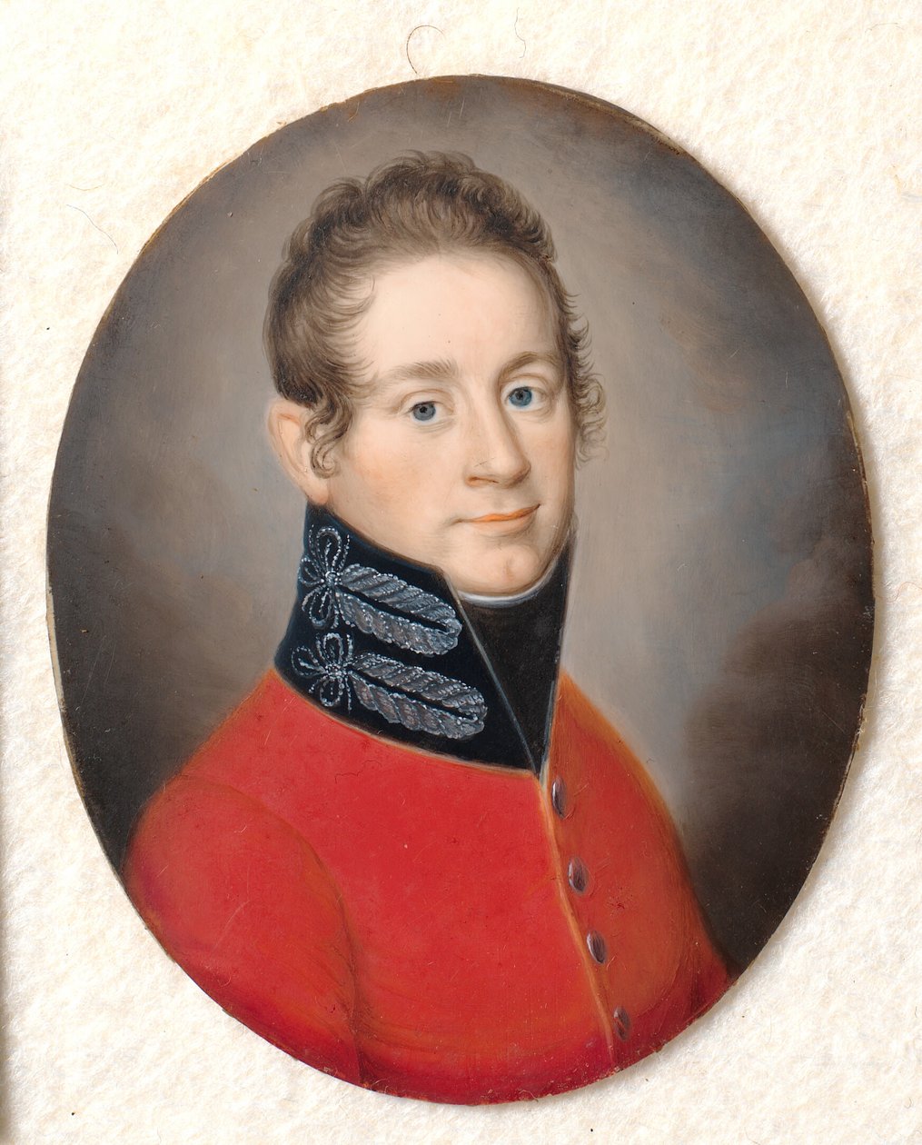 Retrato de un hombre desconocido con uniforme rojo de Carl Viertel