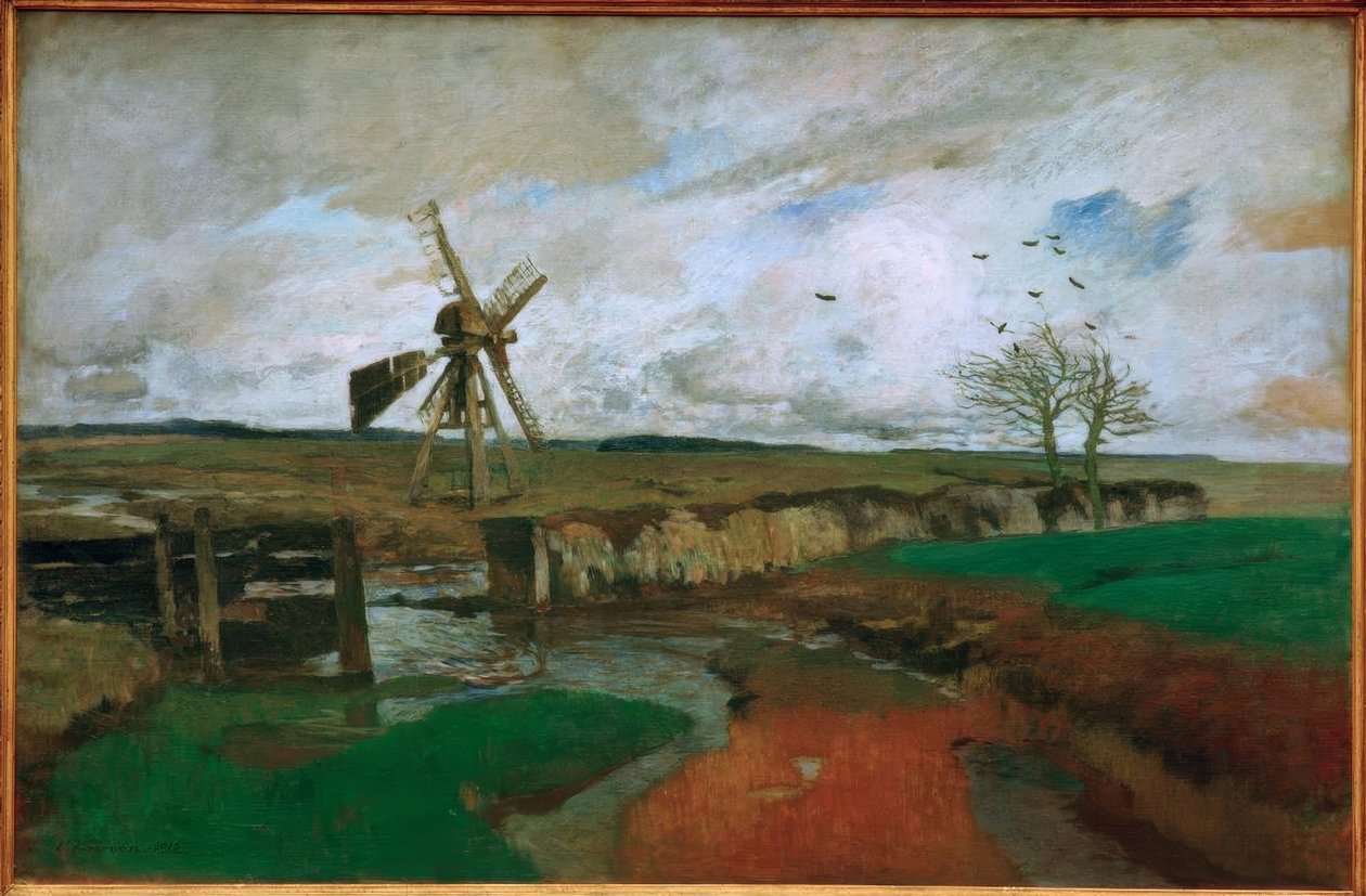 Paisaje con Molino de Viento de Carl Vinnen