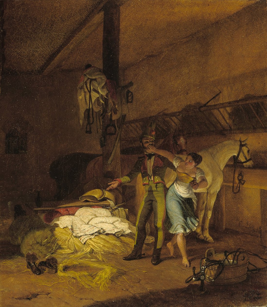 Un chevauxleger coquetea con una criada de Carl Wilhelm Freiherr von Heideck