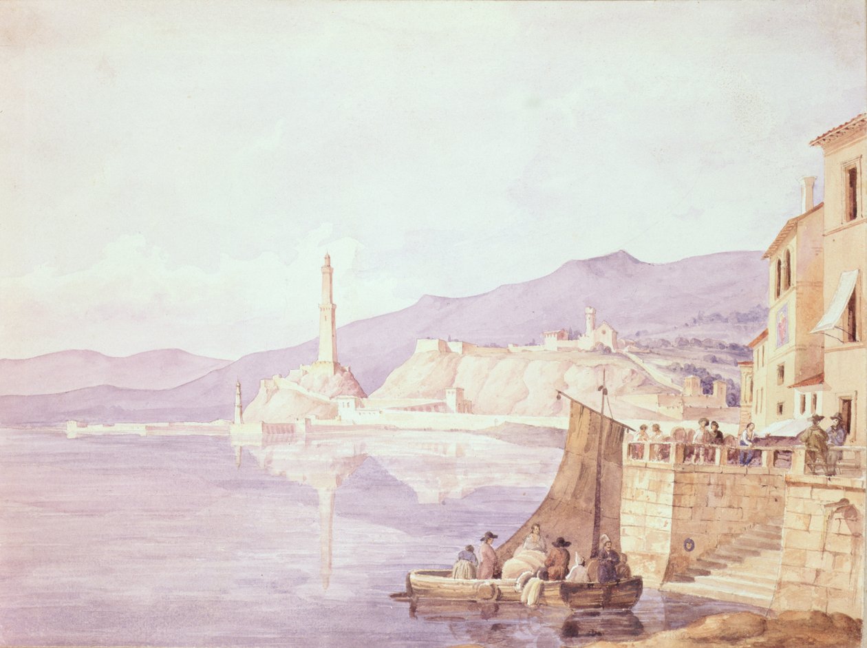 El puerto de Génova, 1835 de Carl Wilhelm Goetzloff