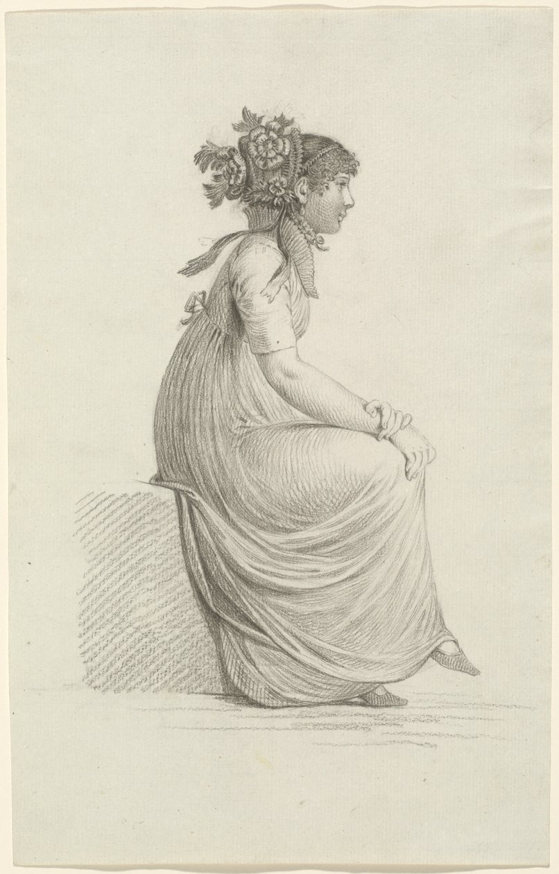 Joven sentada con sombrero de moda de Carl Wilhelm Kolbe