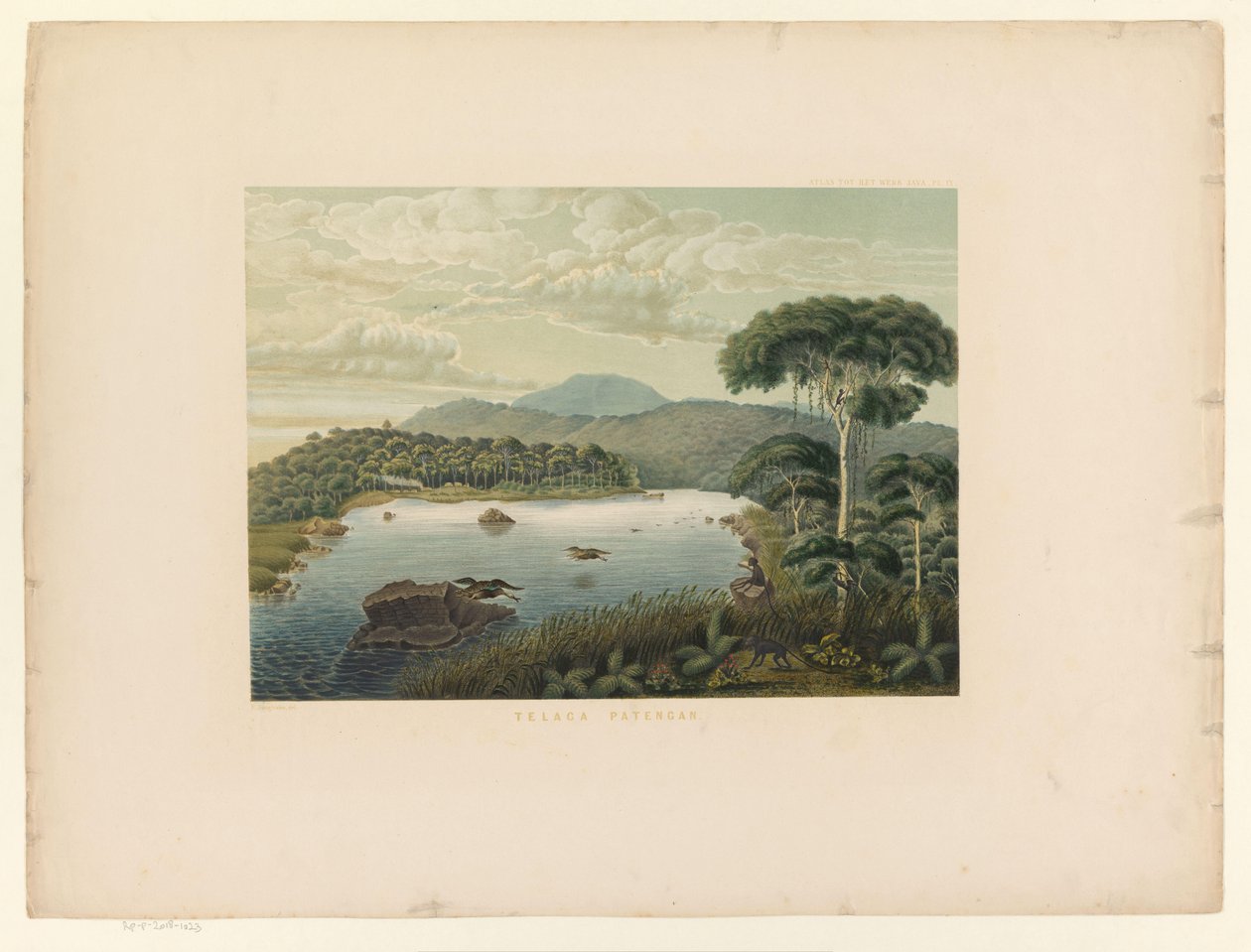 Vista del lago Patenggang
Telaga Patengan (título en el objeto)
Atlas a la obra de Java (título de la serie sobre el objeto)
Atlas de láminas que contiene once vistas pintorescas, pertenecientes a la obra Java, su forma, disposición en planta y construc de Carl Wilhelm Mieling (possibly)