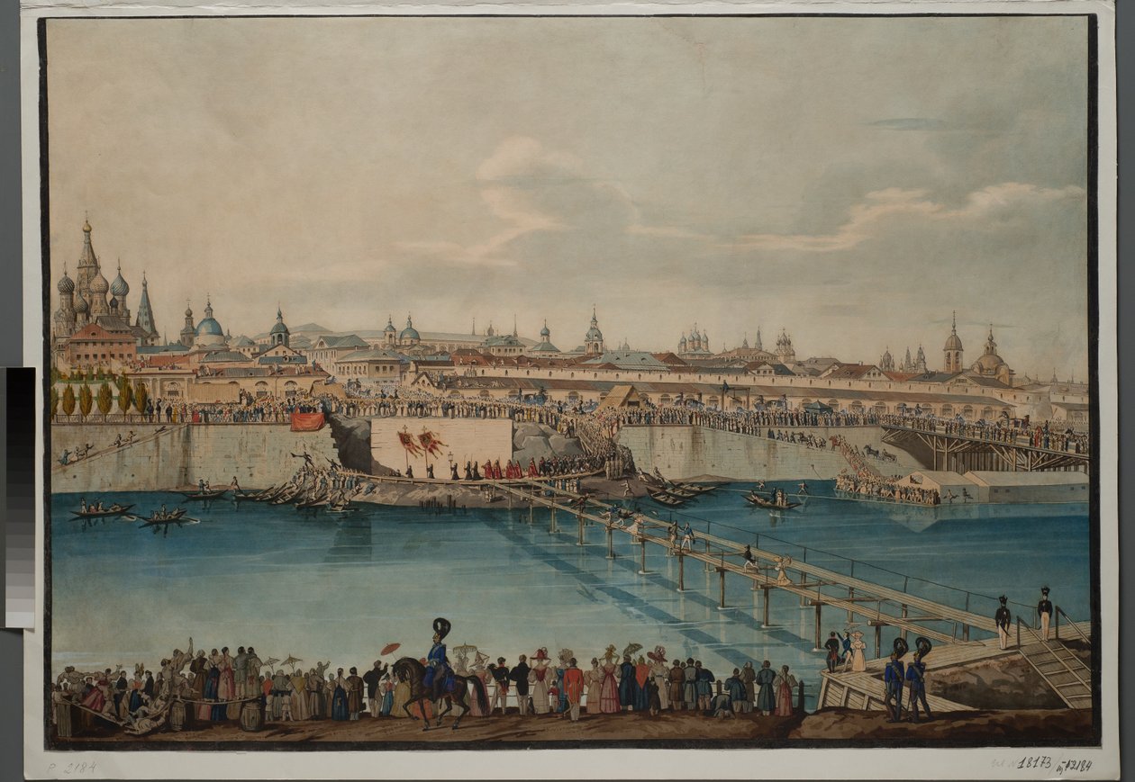 Ceremonia de colocación de la primera piedra del Puente Moskvoretsky en Moscú, 1830 de Carl von Hampeln
