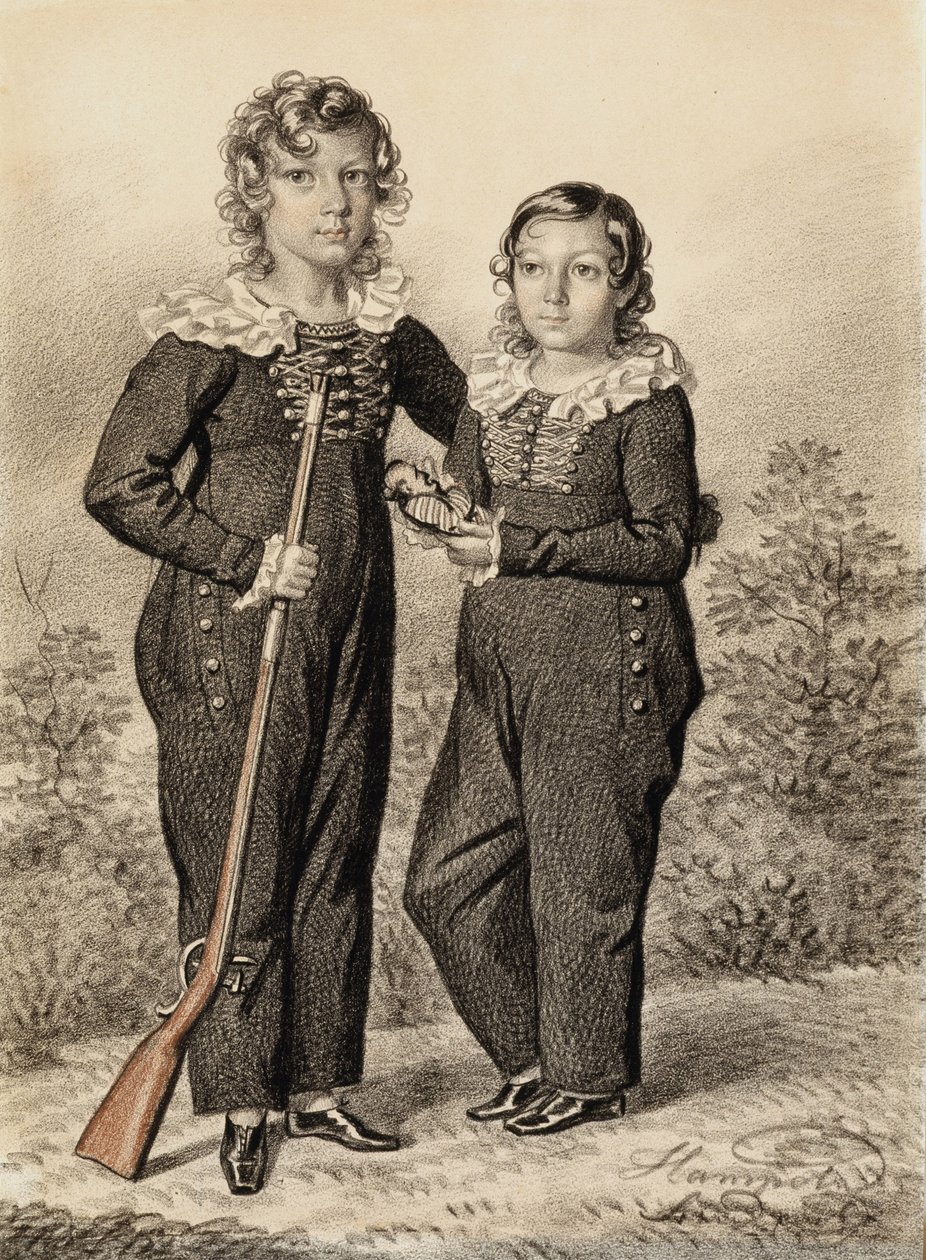 Retrato de Alexander y Alexei Dondukov-Korsakov, finales de 1820-principios de 1830 de Carl von Hampeln