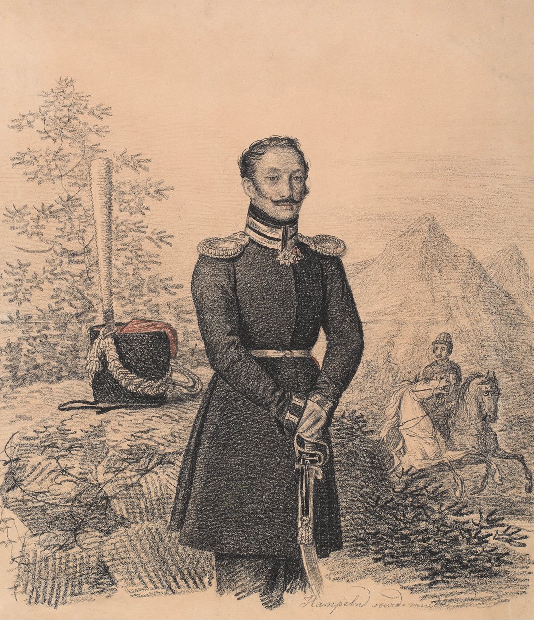 Retrato de Fyodor Alexandrovich Bekovich-Cherkassky 1791-1833, 1822 de Carl von Hampeln