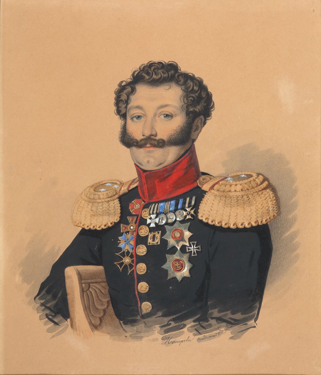 Retrato del Príncipe Stepan Alexandrovich Khilkov 1785-1854, después de 1832 de Carl von Hampeln