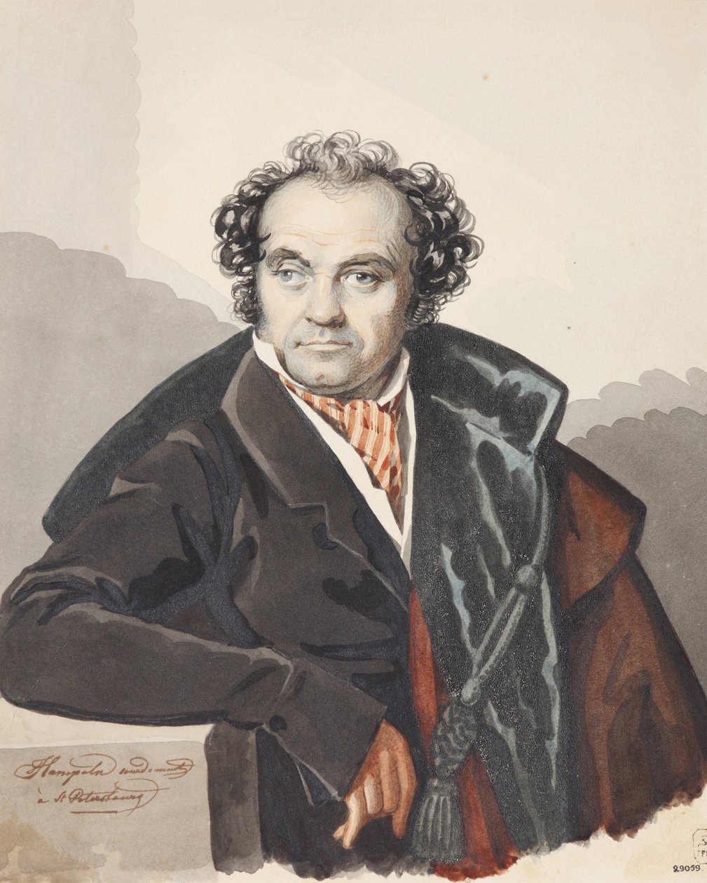 Retrato de Sergey Dmitryevich Lvov 1781-1857, años 1820 de Carl von Hampeln