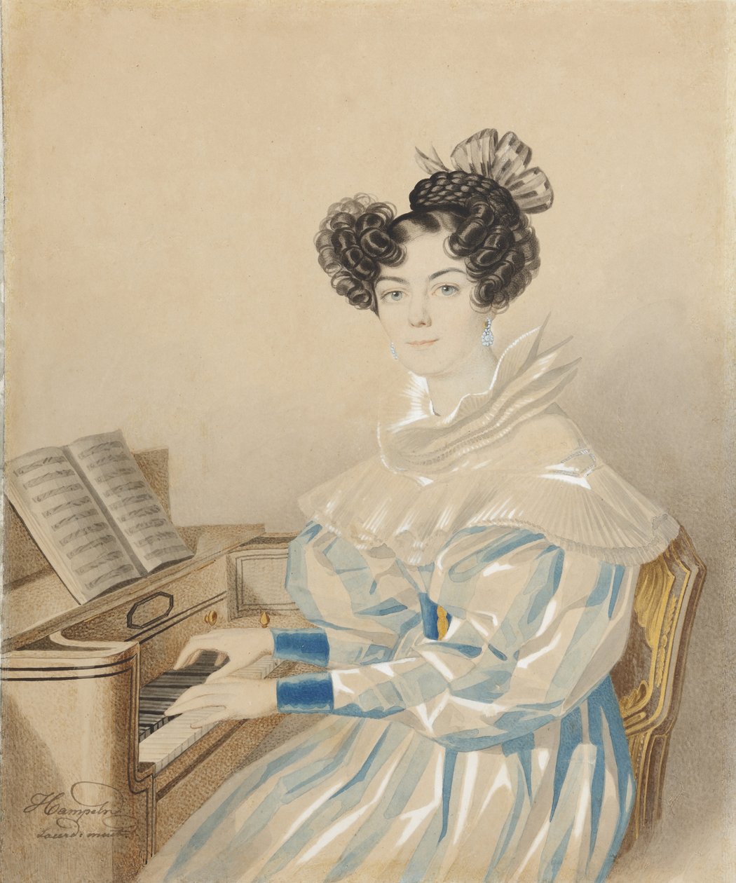 Retrato de Tatiana Petrovna Lvova 1789-1848, nacida Poltoratskaya, 1820s de Carl von Hampeln