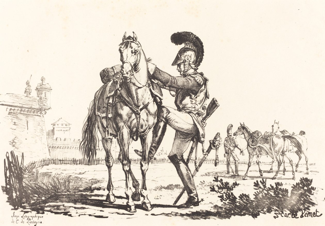 Carabinero montando un caballo de Carle Vernet