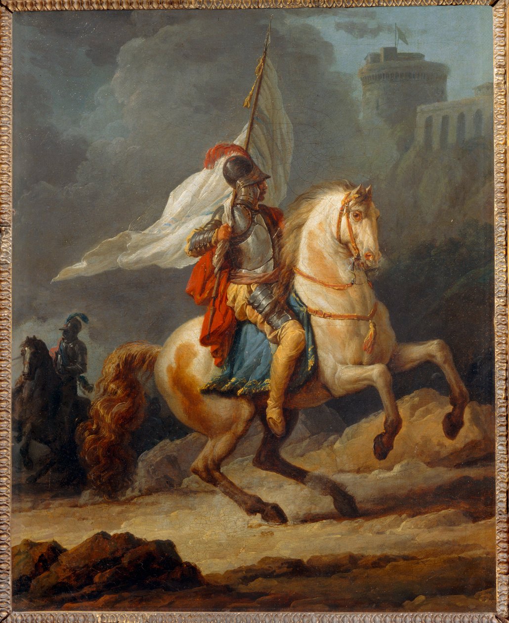 Cavalier en armure tenant un drapeau - Caballero armado portando un estandarte ... de Carle Vernet