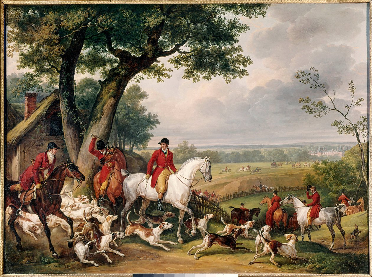 Caza en el bosque de Fontainebleau (pintura de Antoine Vernet llamado Carle) de Carle Vernet