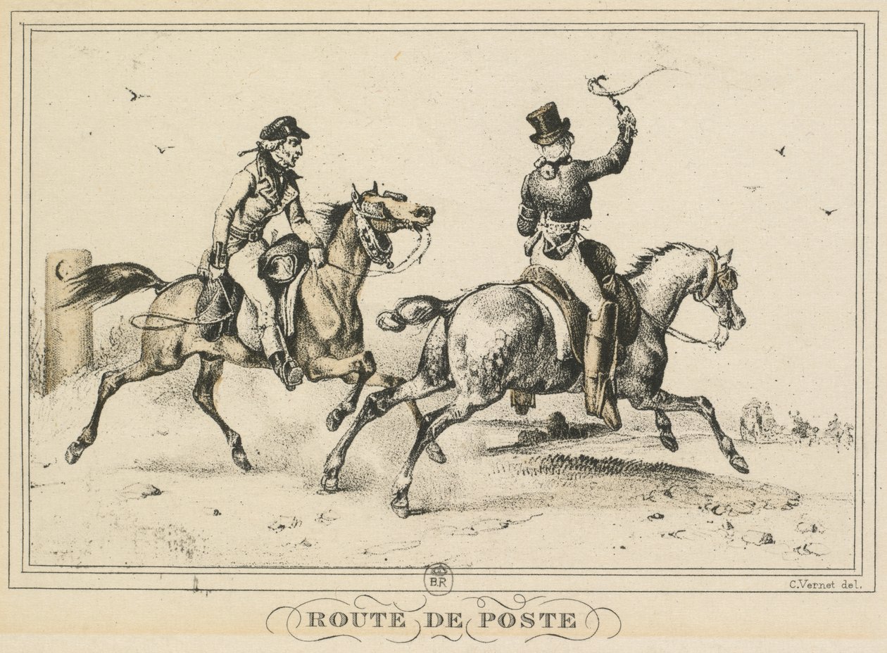 Escenas de la vida diaria, caminos y senderos: Ruta del correo..., 1817 de Carle Vernet