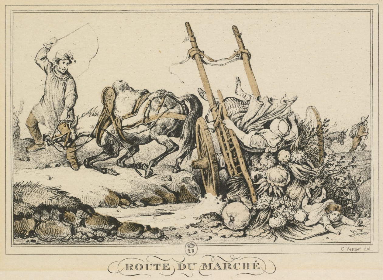 Escenas de la Vida Cotidiana, Caminos y Senderos: Camino al Mercado de Carle Vernet