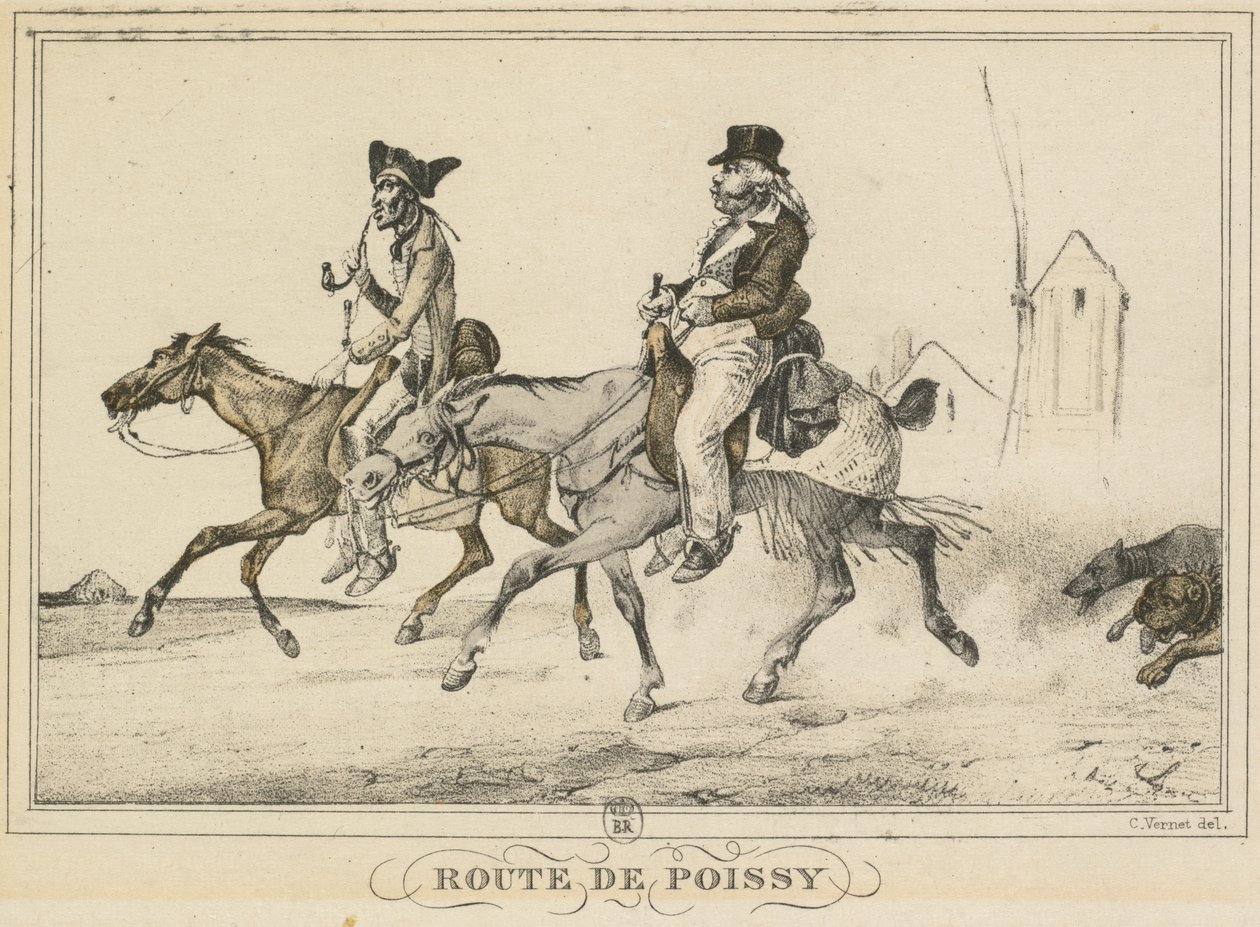 Escenas de la vida cotidiana, caminos y senderos: Camino a Poissy de Carle Vernet