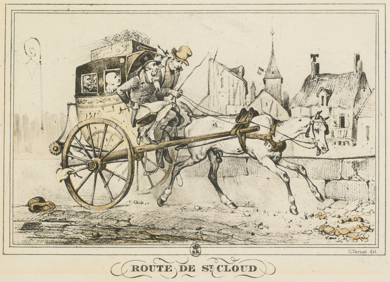 Escenas de la vida cotidiana, caminos y senderos: Camino a Saint-Cloud de Carle Vernet