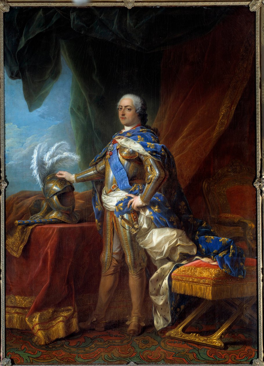 Retrato de cuerpo entero de Luis XV, rey de Francia de Carle van (studio of) Loo
