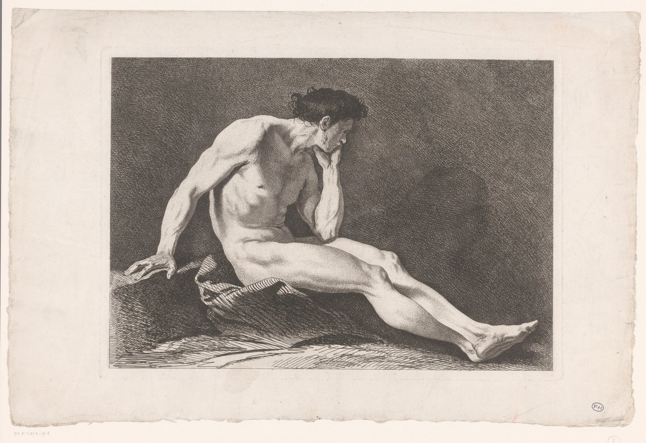 Estudio académico de desnudo masculino sentado Seis estudios académicos (título de la serie) Seis figuras académicas (título de la serie) de Carle van Loo