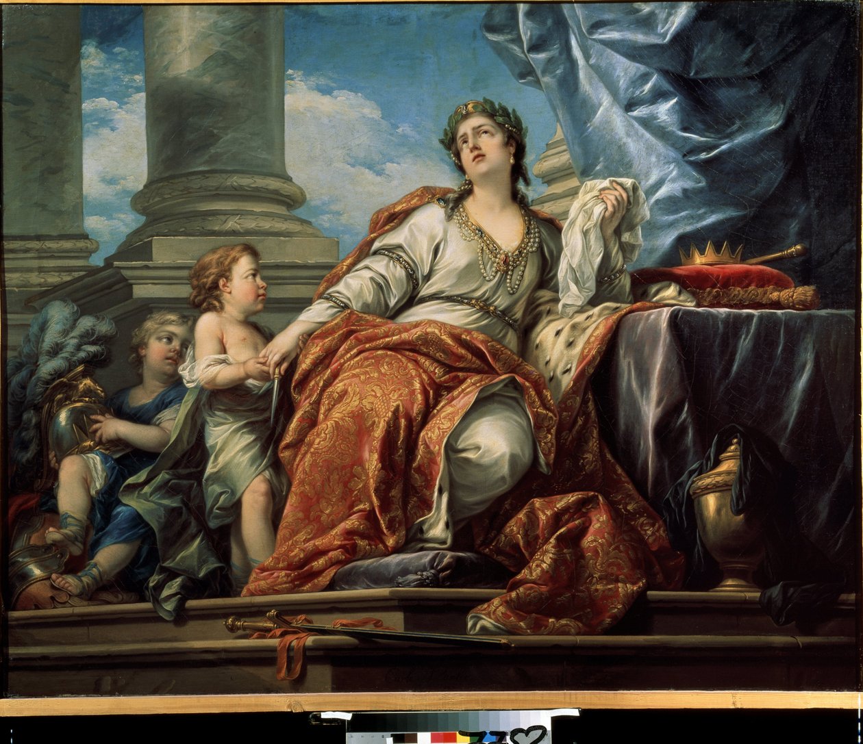 Alegoría de la tragedia. Pintura de Carle Van Loo (1705-1765). Óleo sobre tela de Carle van Loo