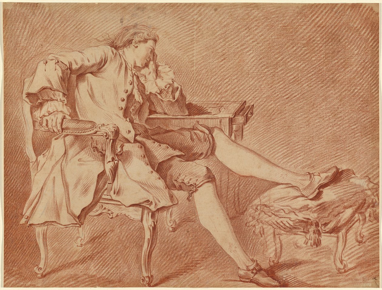 Caballero recostado en una silla de Carle van Loo