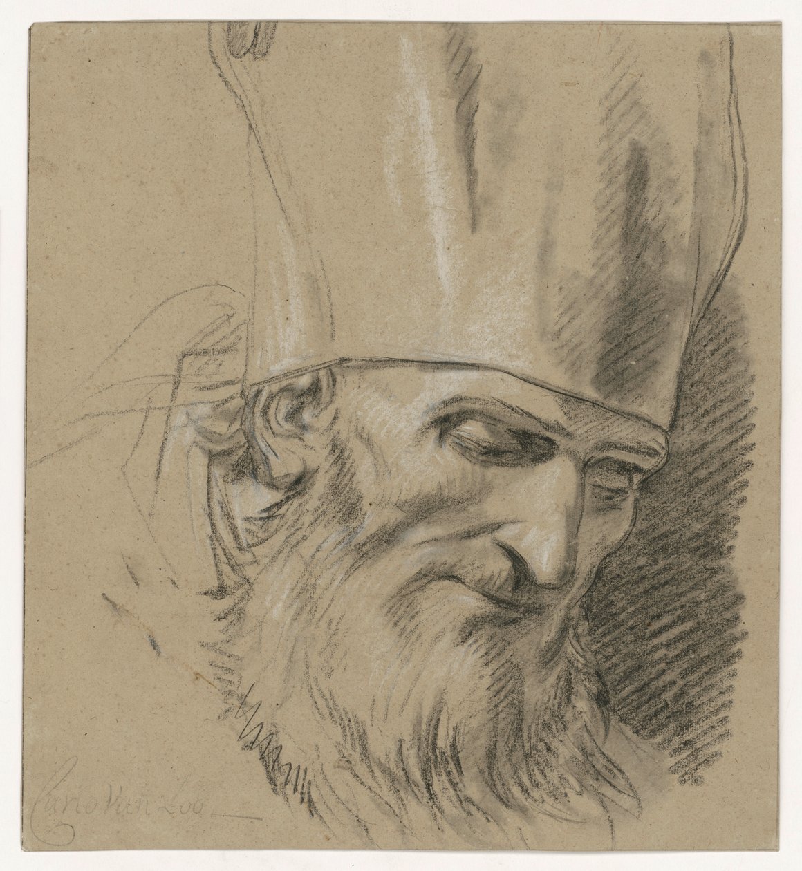 Estudio de cabeza de un obispo de Carle van Loo